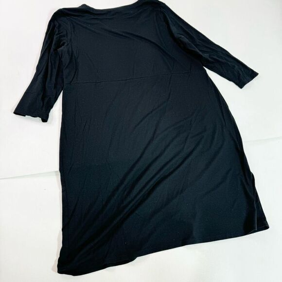 J. Jill Wearever Collection Dress Womens Large Black Solid 3/4 Sleeve Shift Midi - Picture 9 of 10